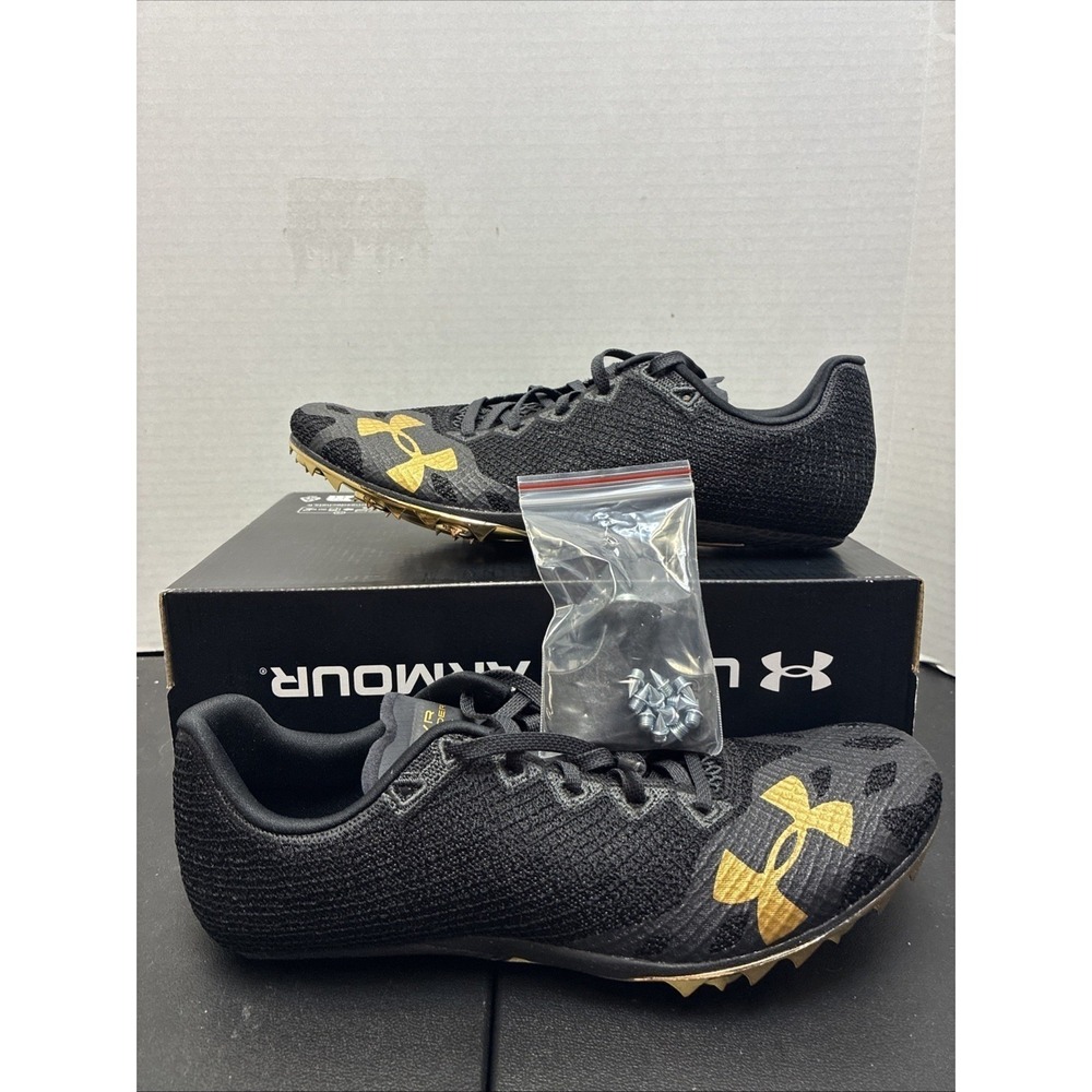 Size 9 - Under Armour HOVR Smokerider Black Metallic Victory Gold w/ Bag